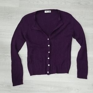Purple button v-neck cardigan